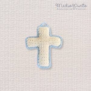 Cruz beige con azul