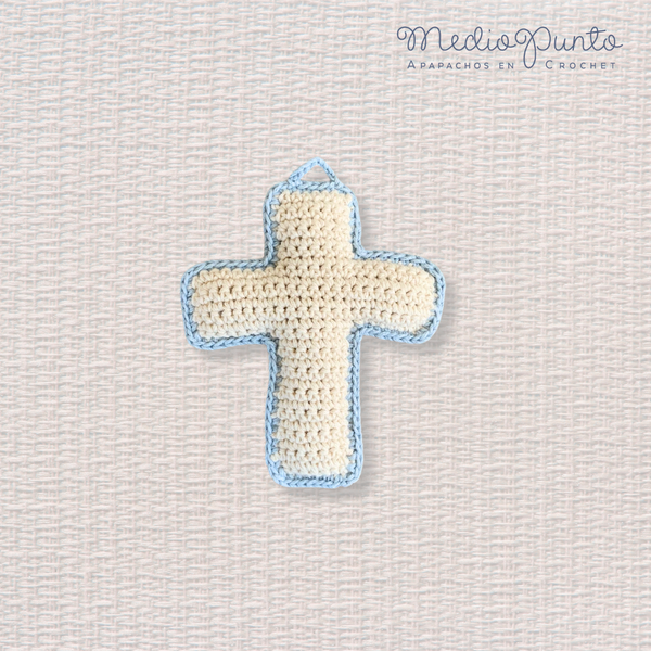 Cruz beige con azul