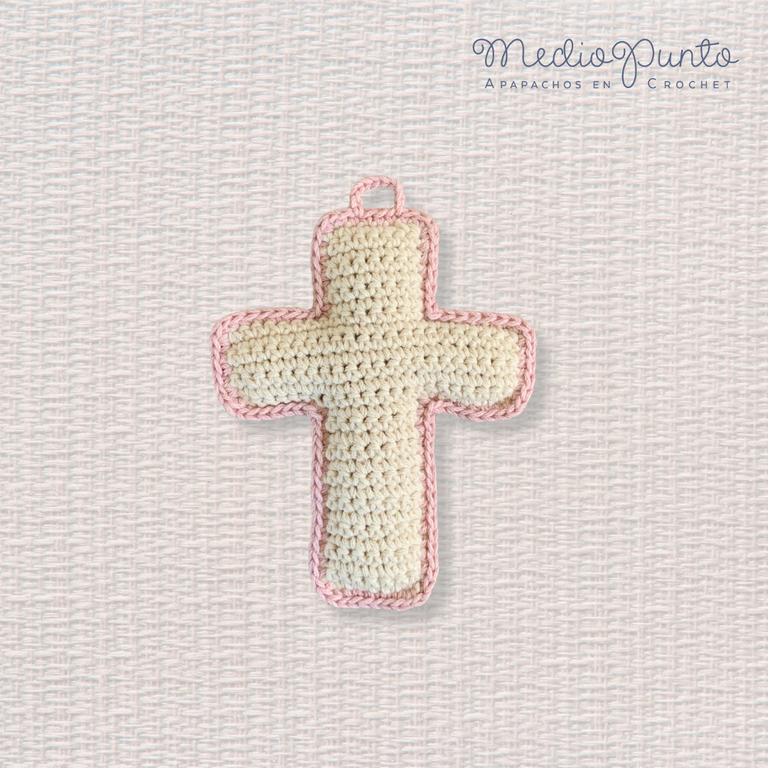 Cruz beige con rosa